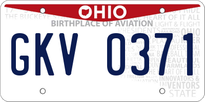 OH license plate GKV0371