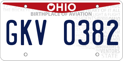 OH license plate GKV0382