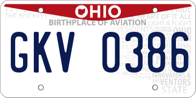 OH license plate GKV0386