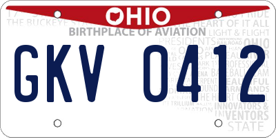 OH license plate GKV0412