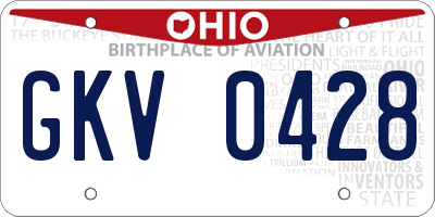 OH license plate GKV0428