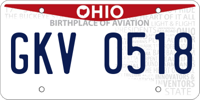 OH license plate GKV0518