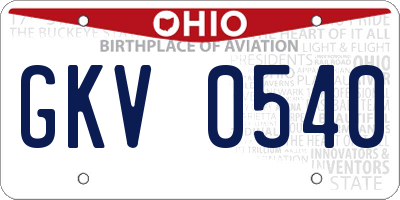 OH license plate GKV0540