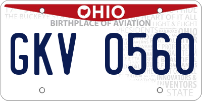 OH license plate GKV0560