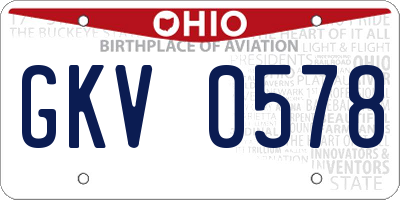 OH license plate GKV0578