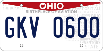 OH license plate GKV0600