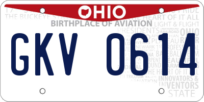 OH license plate GKV0614