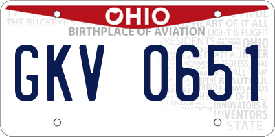 OH license plate GKV0651
