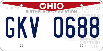OH license plate GKV0688