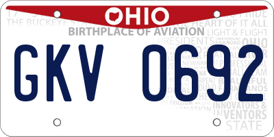 OH license plate GKV0692