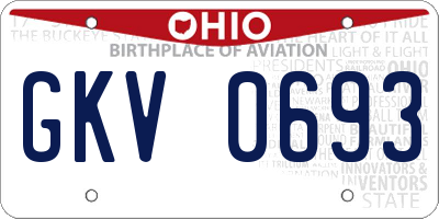OH license plate GKV0693