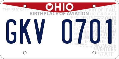 OH license plate GKV0701