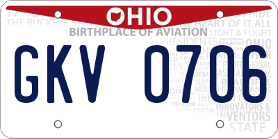 OH license plate GKV0706