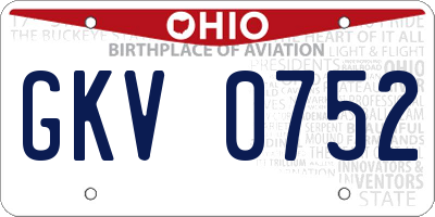 OH license plate GKV0752