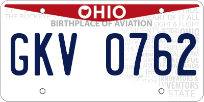 OH license plate GKV0762