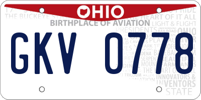 OH license plate GKV0778