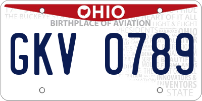 OH license plate GKV0789