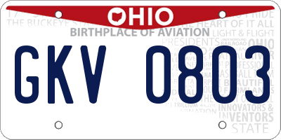 OH license plate GKV0803