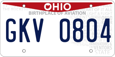 OH license plate GKV0804