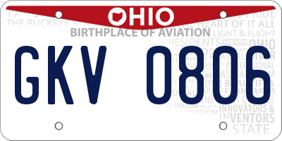 OH license plate GKV0806