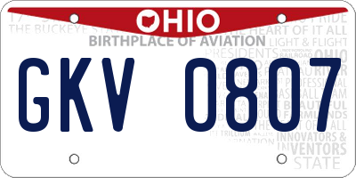 OH license plate GKV0807