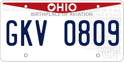 OH license plate GKV0809