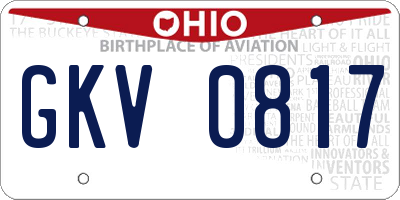 OH license plate GKV0817