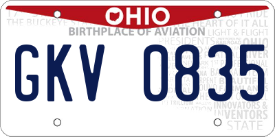 OH license plate GKV0835