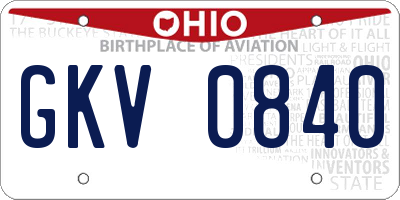 OH license plate GKV0840