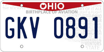 OH license plate GKV0891