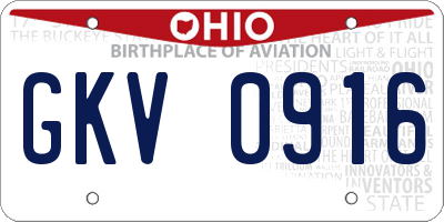 OH license plate GKV0916