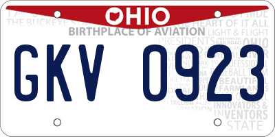 OH license plate GKV0923
