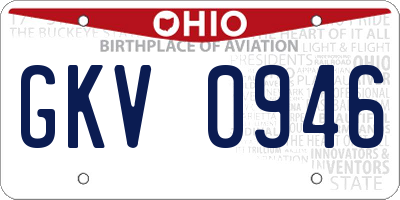 OH license plate GKV0946