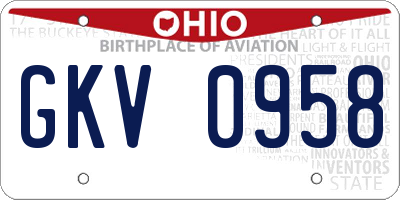 OH license plate GKV0958