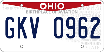 OH license plate GKV0962