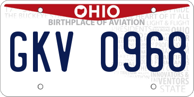 OH license plate GKV0968