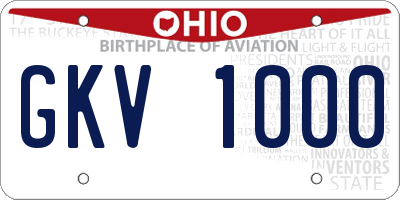 OH license plate GKV1000