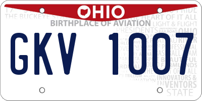OH license plate GKV1007