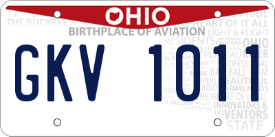 OH license plate GKV1011