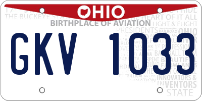 OH license plate GKV1033