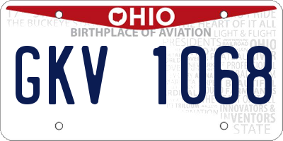 OH license plate GKV1068