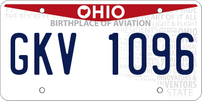 OH license plate GKV1096