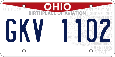 OH license plate GKV1102