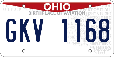 OH license plate GKV1168