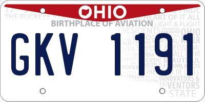 OH license plate GKV1191