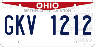 OH license plate GKV1212