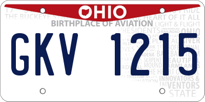 OH license plate GKV1215