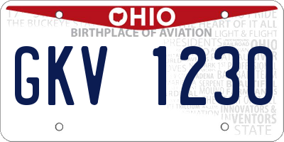 OH license plate GKV1230