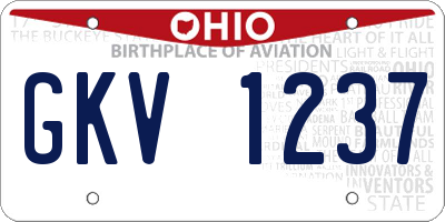 OH license plate GKV1237