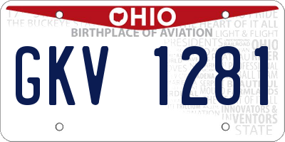 OH license plate GKV1281